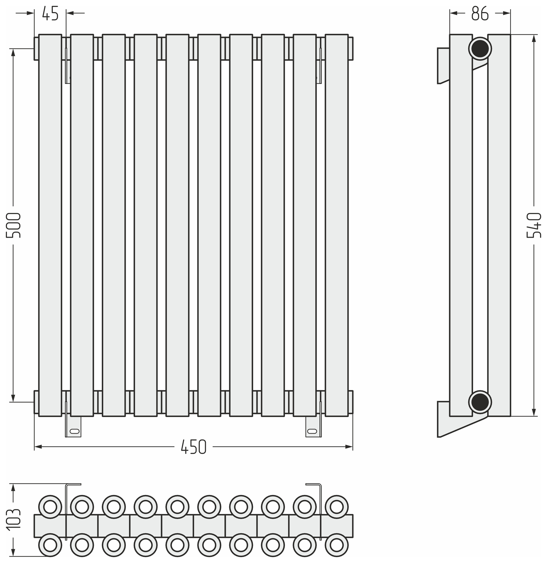 Радиаторы Сунержа DESIGN ДР ЭСТЕТ-00 н/ж 500х450 / 10 сек (Белый)