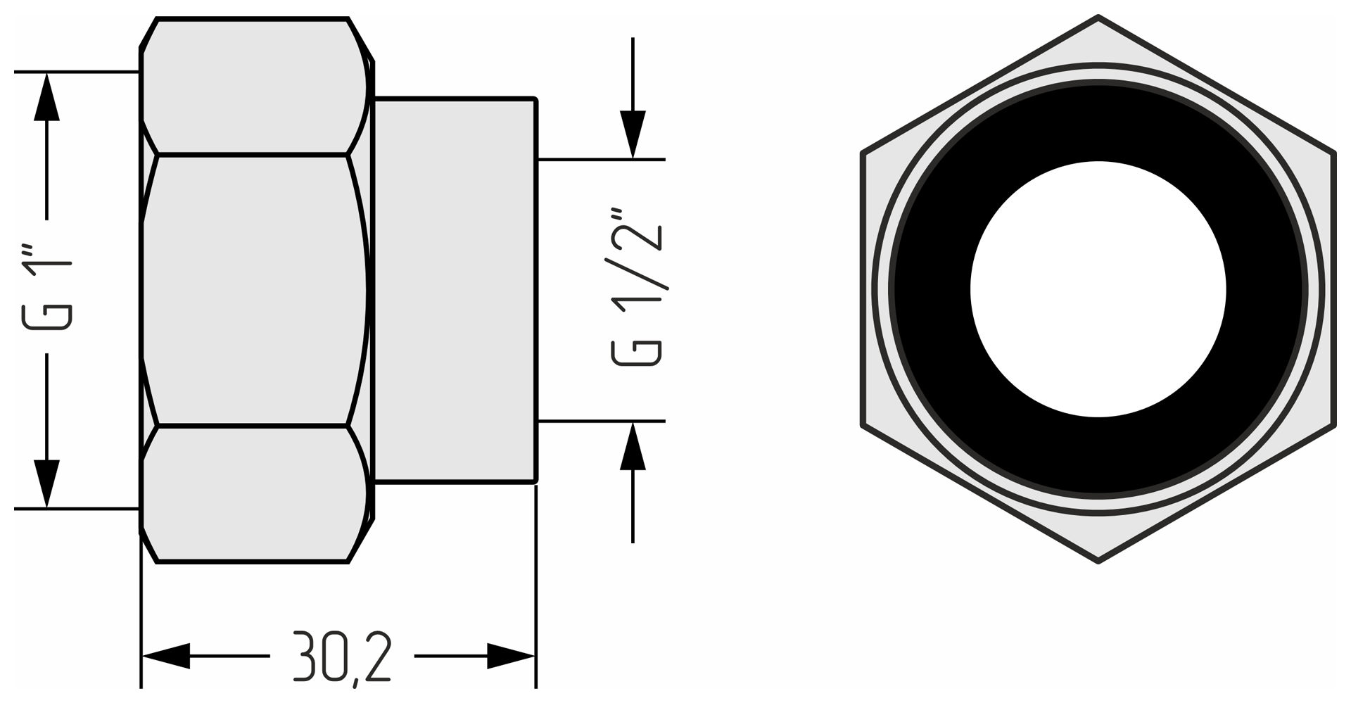 Комплектующие Стилье LIGHT Комплект фитингов прямой G 1" НГ х G 1/2" ВР / 2 шт (Без покрытия)