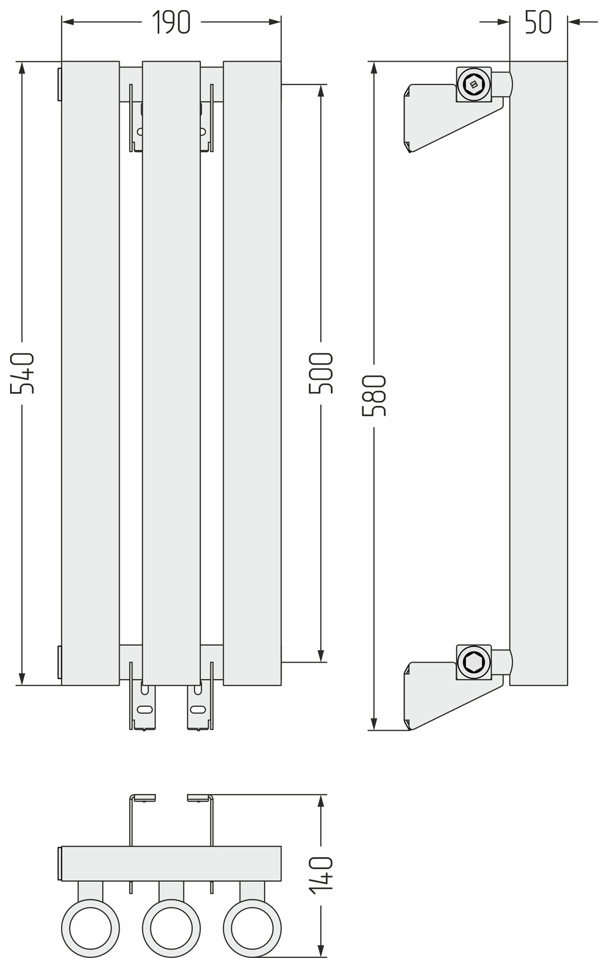 Радиаторы Сунержа DESIGN ДР КУМИР-0 н/ж  500х190 / 3 сек (Матовый белый) - фото 5