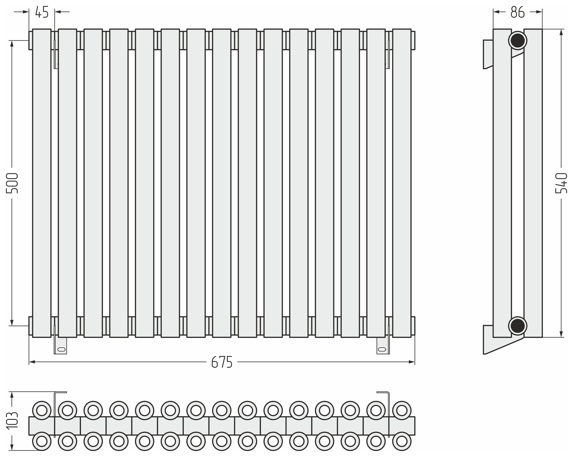 Радиаторы Сунержа DESIGN ДР ЭСТЕТ-00 н/ж 500х675 / 15 сек (Без покрытия)