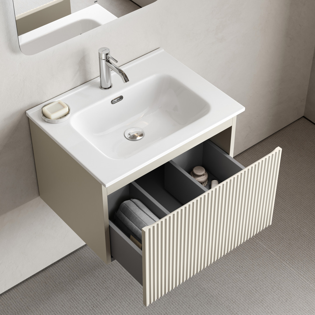 Тумба под раковину Sancos Сноб Р 1.0 (Snob R 1.0) SNR1.060CE 60x45x40 бежевый матовый (beige soft) - фото 5