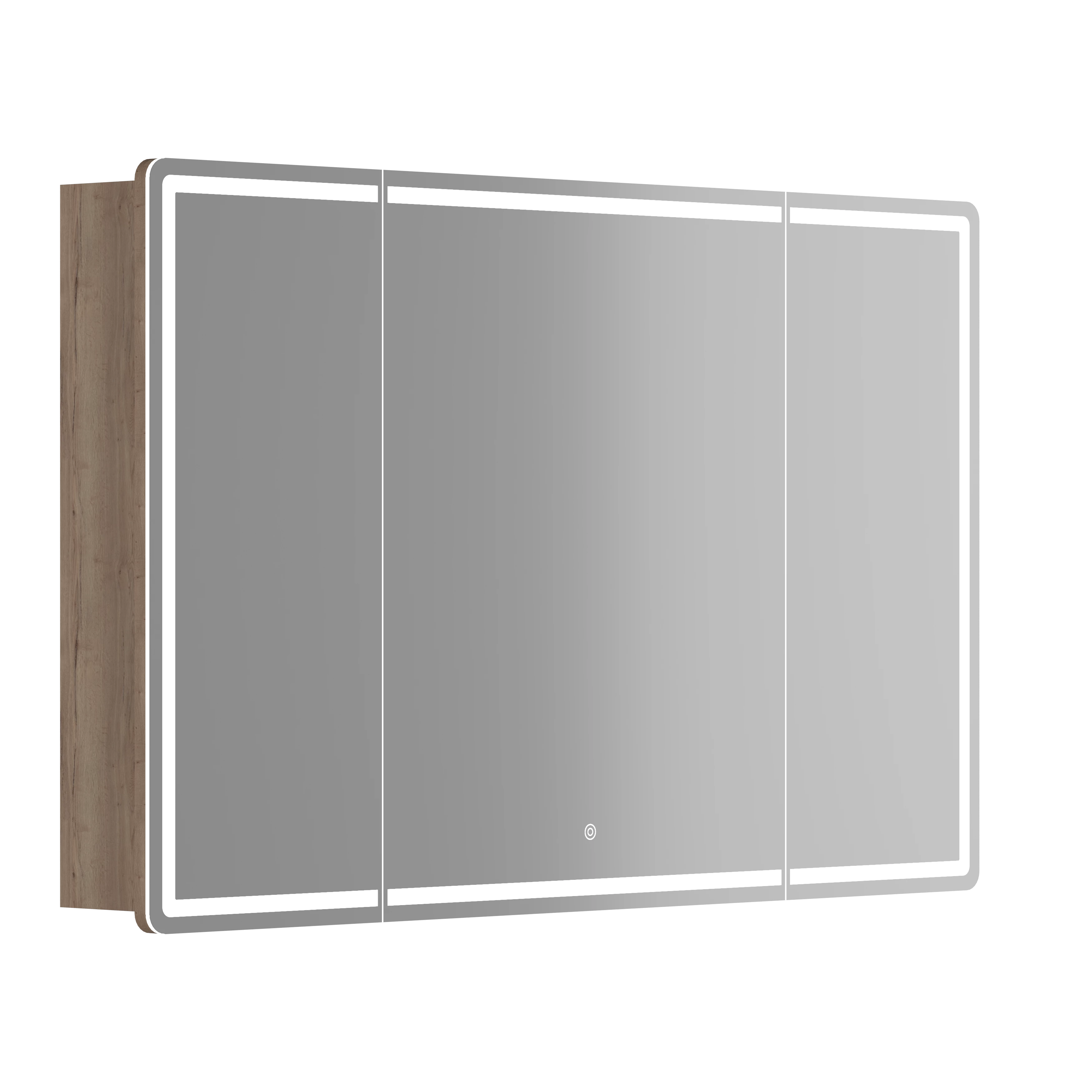 Зеркальный шкаф Sancos Блик (Mirror) MI120EG 120x75 с подсветкой, дуб галифакс натуральный