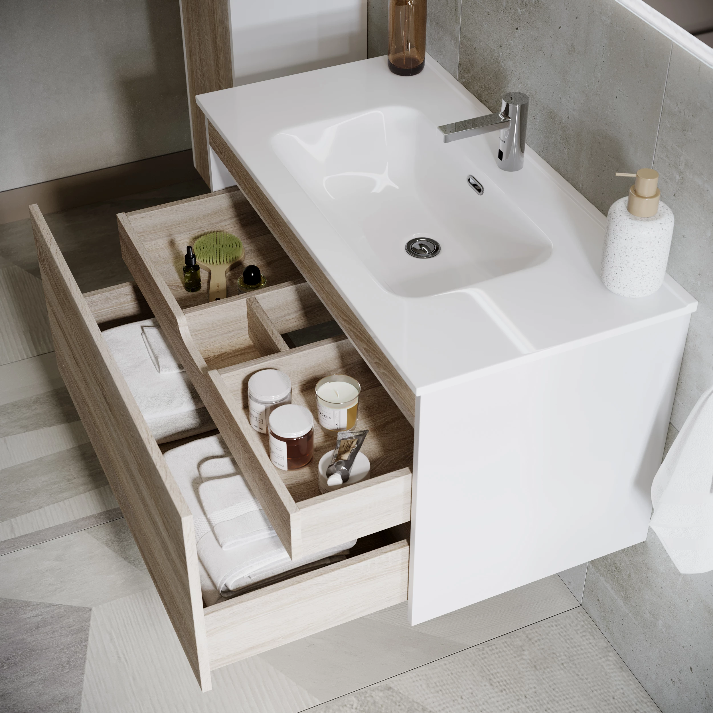 Тумба под раковину Sancos Ум (Smart) SM120-1E 120x45x50 дуб бардолино/белый - фото 5
