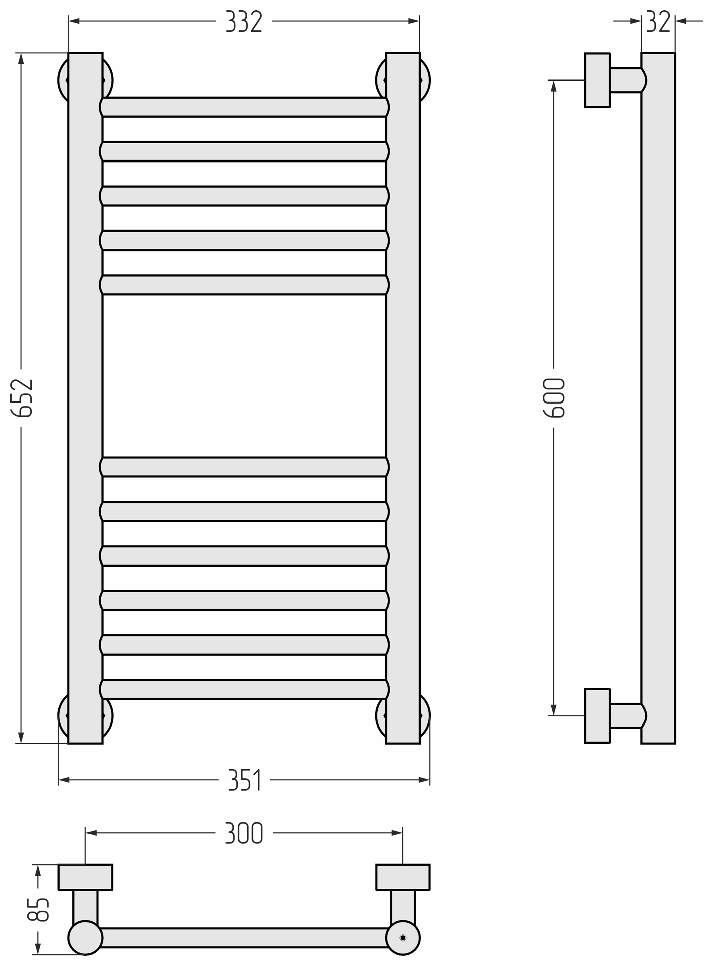 Водяные полотенцесушители Сунержа DESIGN ДР Богема PRO 600х300 (Сатин)