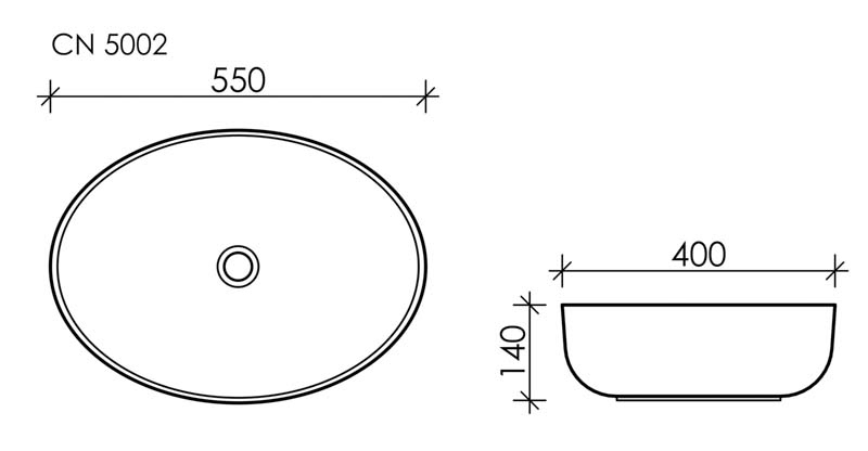 Умывальник чаша накладная овальная Element 550x400x140мм - фото 7