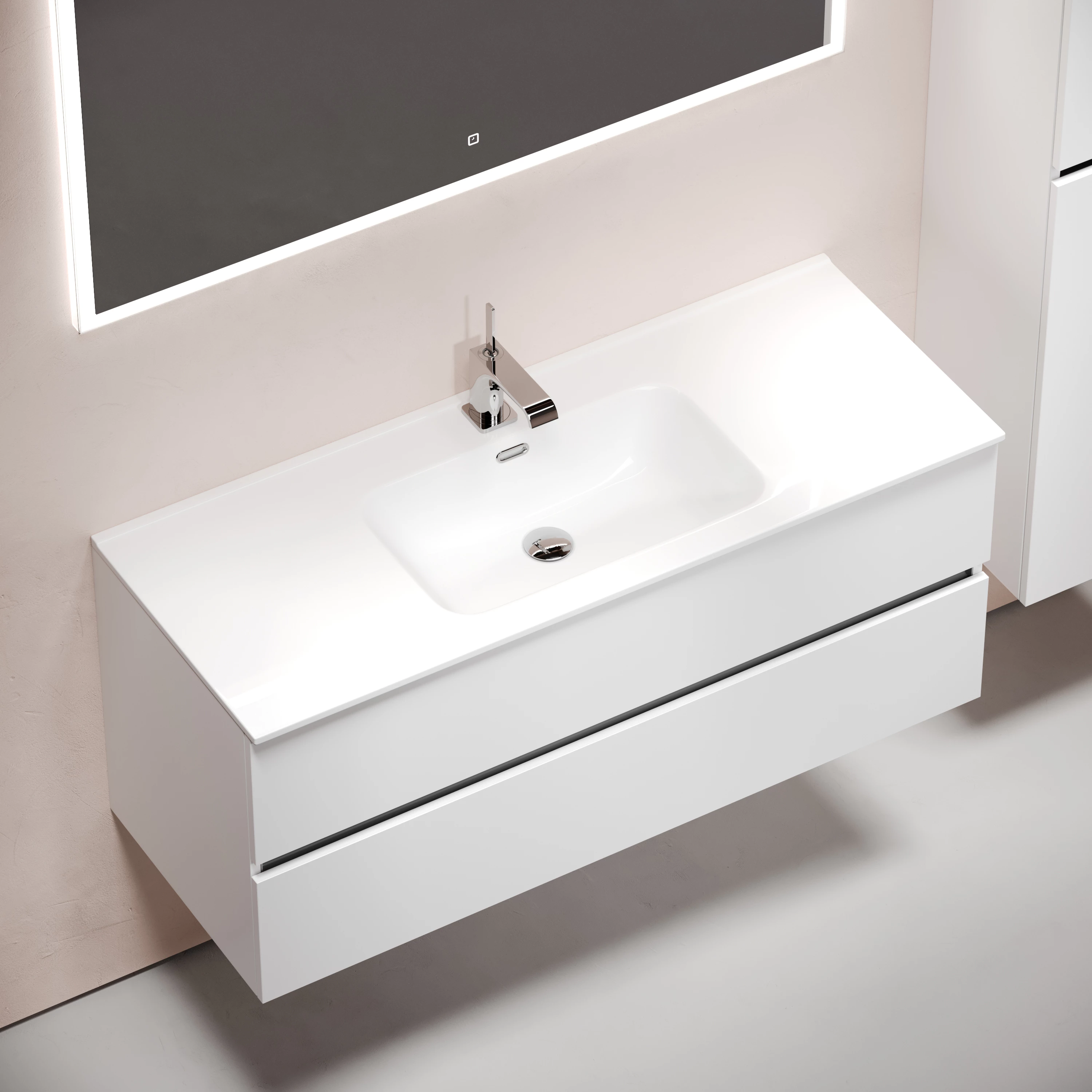 Тумба под раковину Sancos Урбан (Urban) UR120-1W 120x45x55 белый глянцевый
