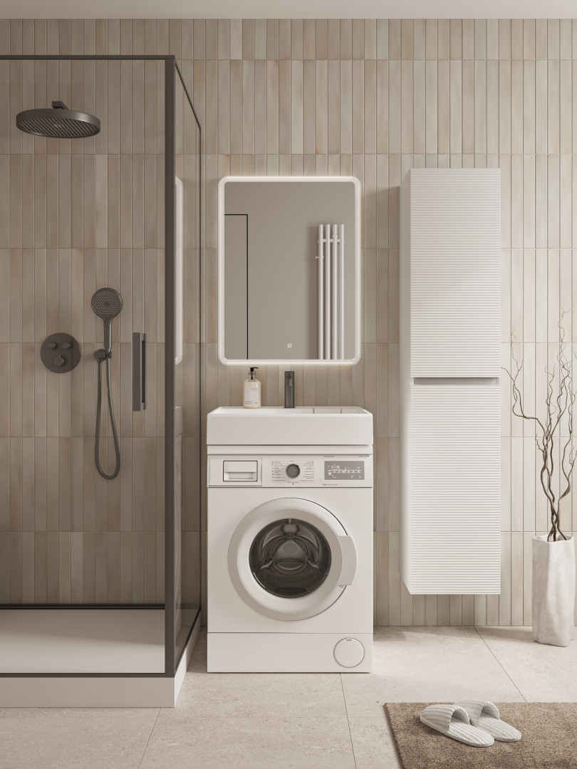 Раковина над стиральной машиной CERAMICANOVA Quattro 600x600x123 мм, с кронштейнами, белый, арт. CN0101 - фото 7