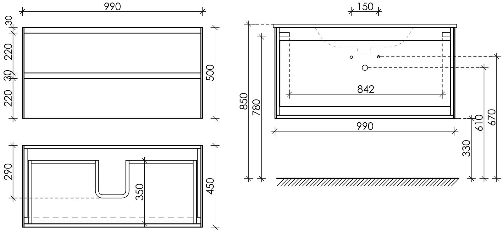 Тумба под раковину Sancos Сто (Cento) CN100W 100x45x50 белый глянцевый - фото 6