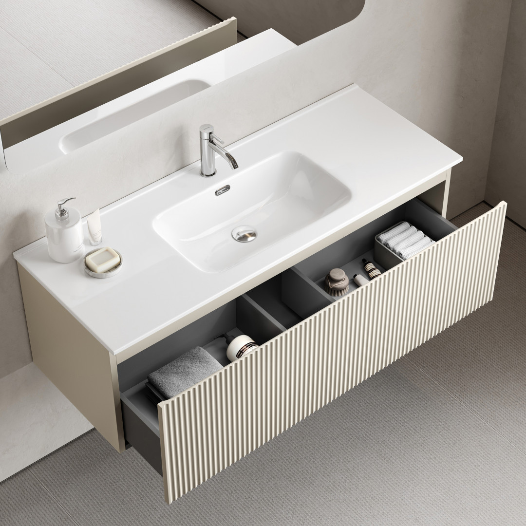 Тумба под раковину Sancos Сноб Р 1.0 (Snob R 1.0) SNR1.0120CE 120x45x40 бежевый матовый (beige soft) - фото 5