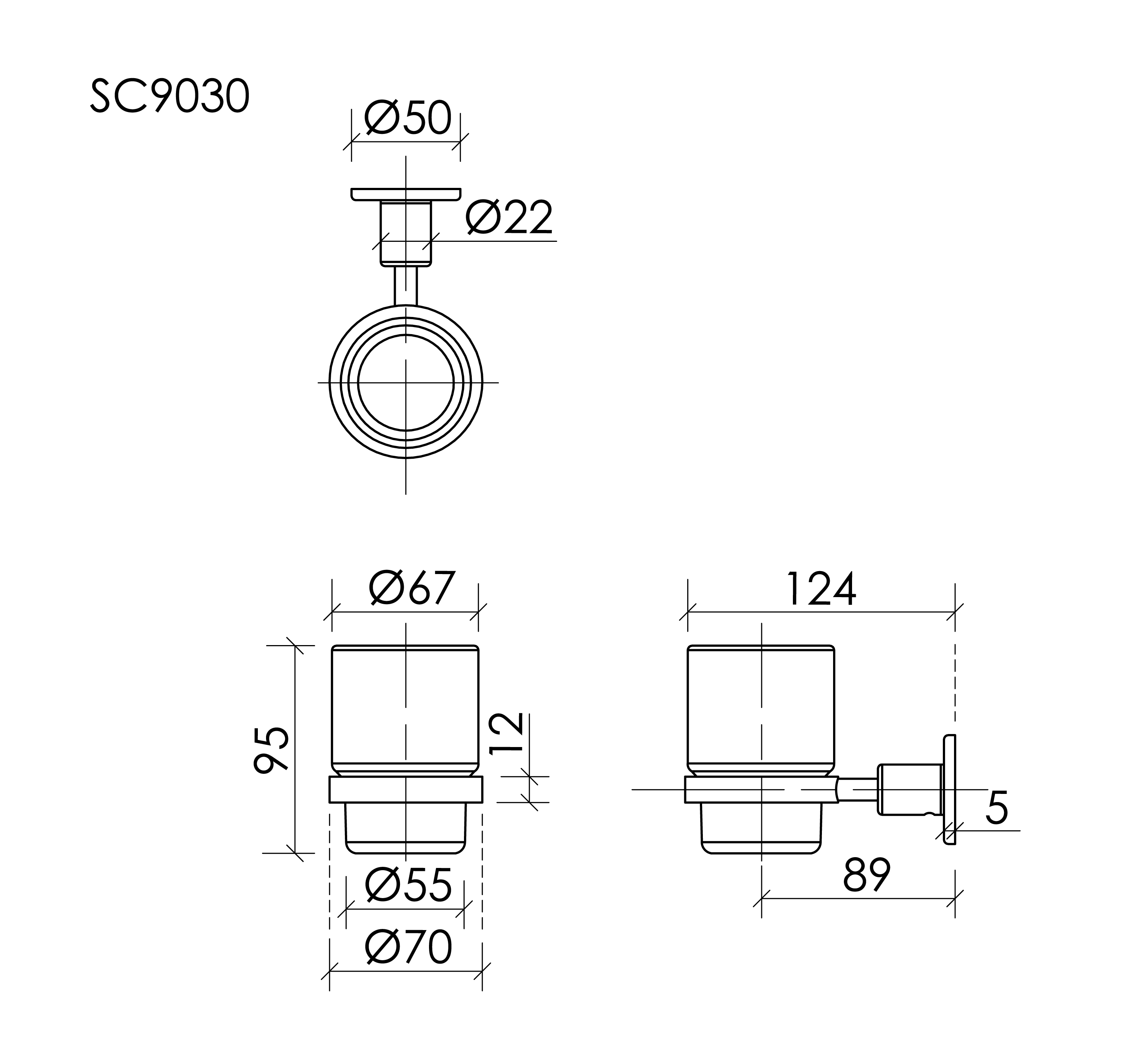 Держатель для зубных щеток Sancos База (Base) SC9030BG подвесной, брашированное золото