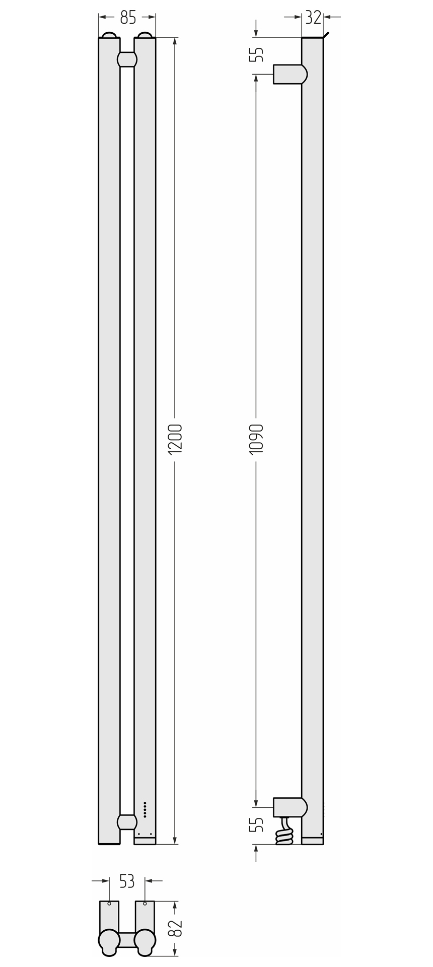 Электрические полотенцесушители Сунержа DESIGN ЭПС "НЮАНС 4.0" 1200х53 правый (Без покрытия) - фото 5