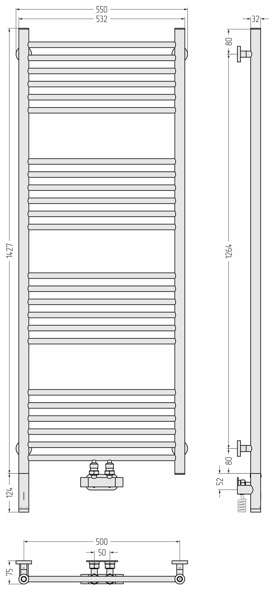 Комбинированные ПС Сунержа DESIGN КДР БОГЕМА EU50+3.0 прямая 1500х500 (Без покрытия)