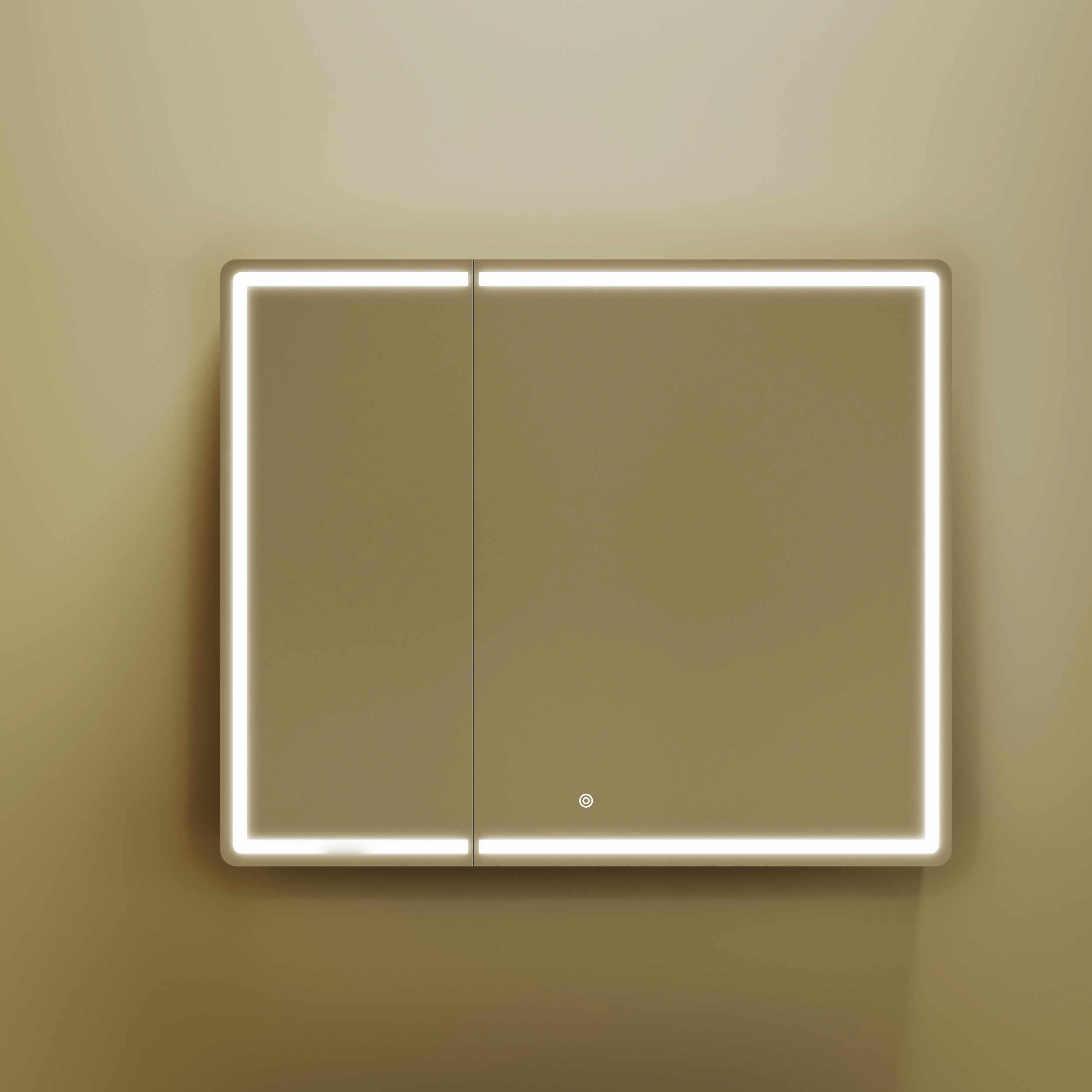 Зеркальный шкаф Sancos Блик (Mirror) MI90ECH 90x75 с подсветкой, дуб чарльстон