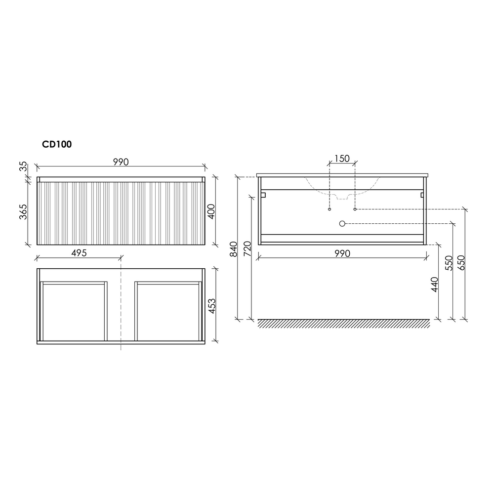 Тумба под раковину Sancos Код (Code) CD100GB 100x45x40 серо-бежевый - фото 5