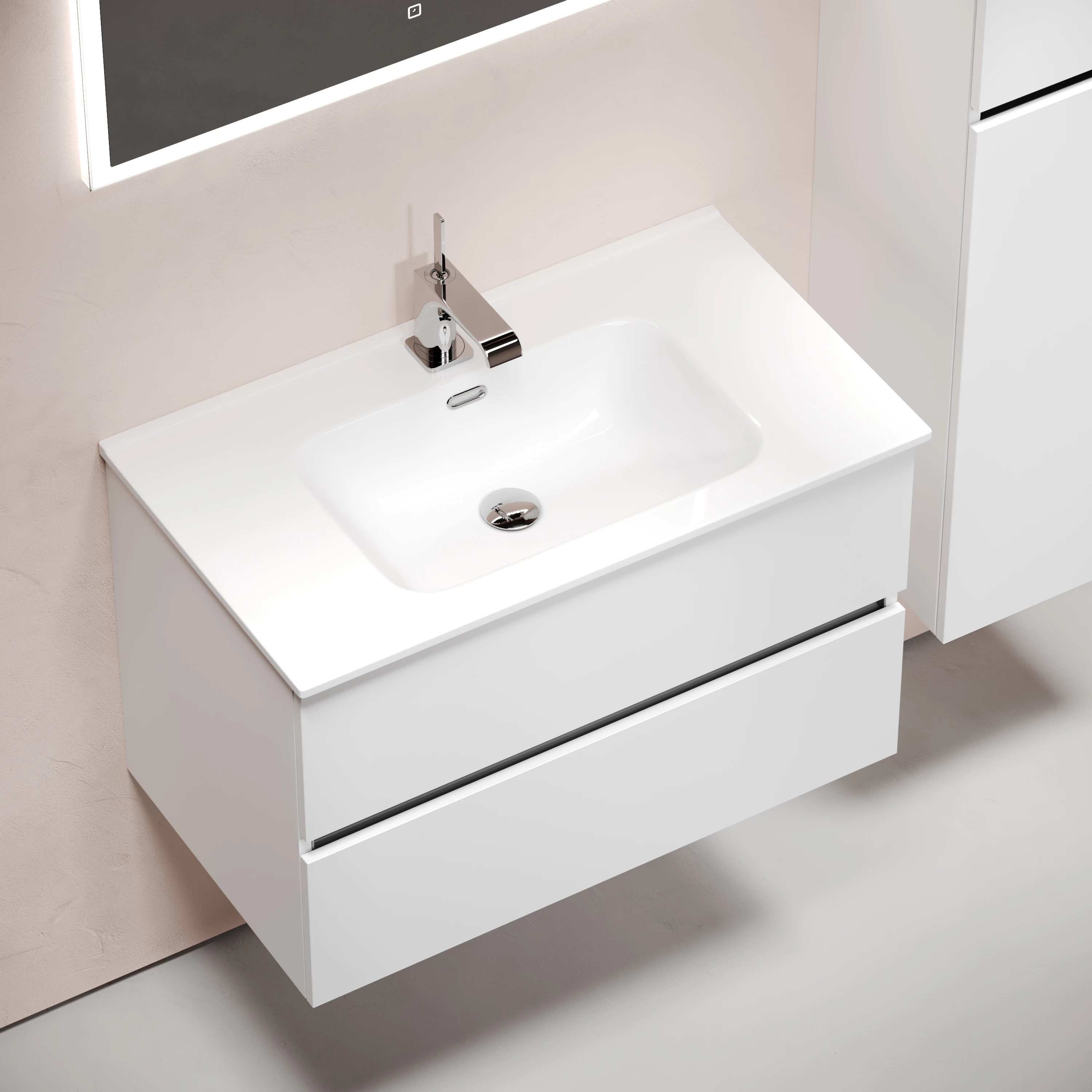 Тумба под раковину Sancos Урбан (Urban) UR80W 80x45x55 белый глянцевый