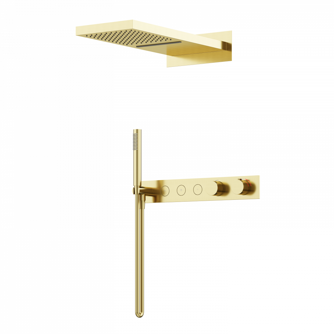 Душевой комплект Sancos Linn SC9023BG с термостатом, брашированное золото