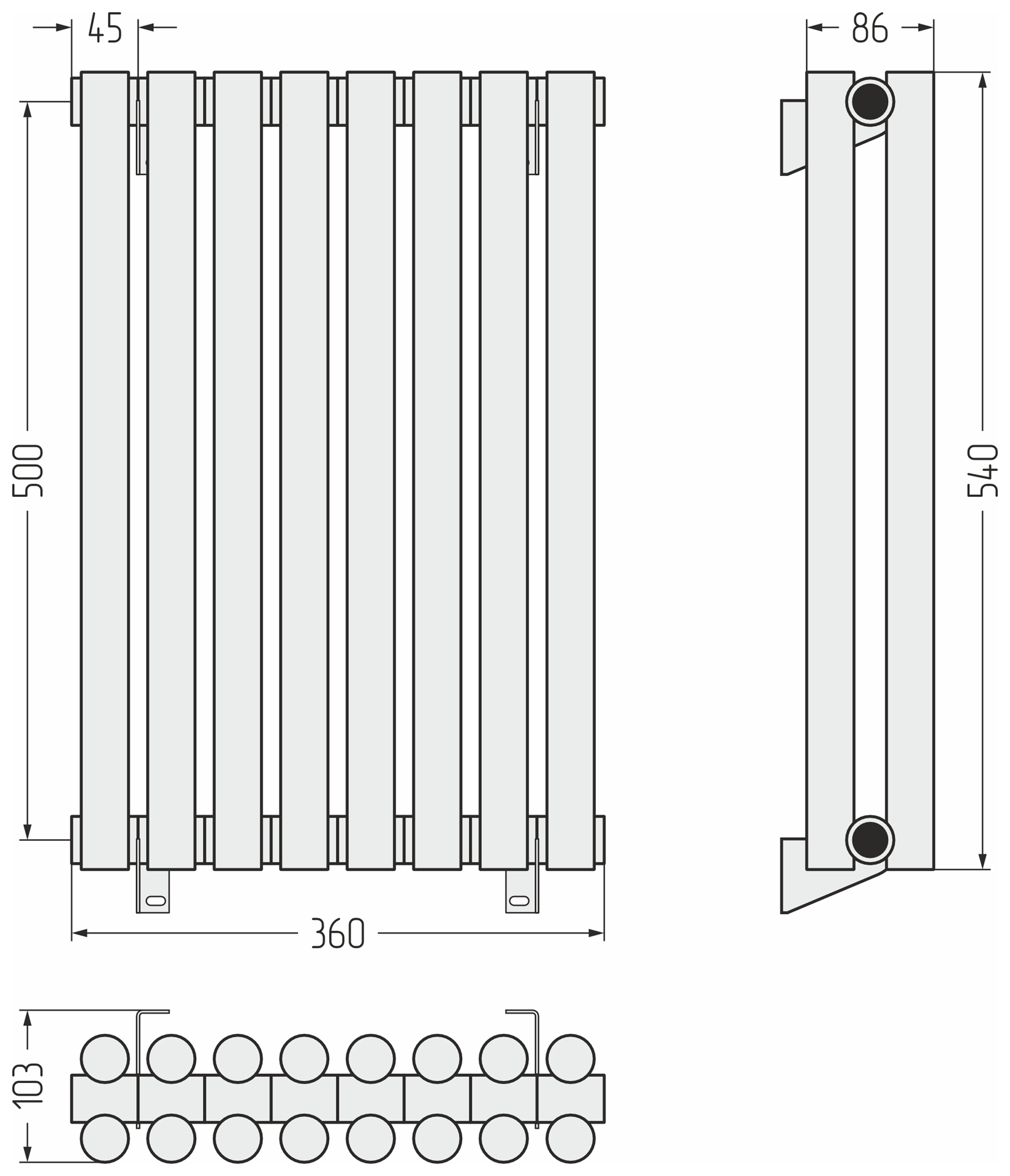 Радиаторы Сунержа DESIGN ДР ЭСТЕТ-11 н/ж 500х360 / 8 сек (Без покрытия)