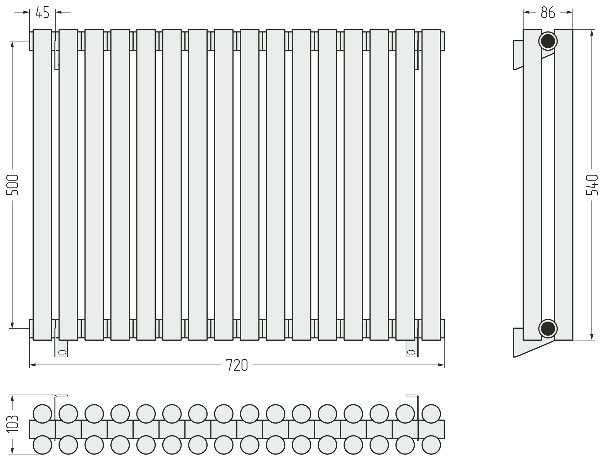 Радиаторы Сунержа DESIGN ДР ЭСТЕТ-11 н/ж 500х720 / 16 сек (Белый)