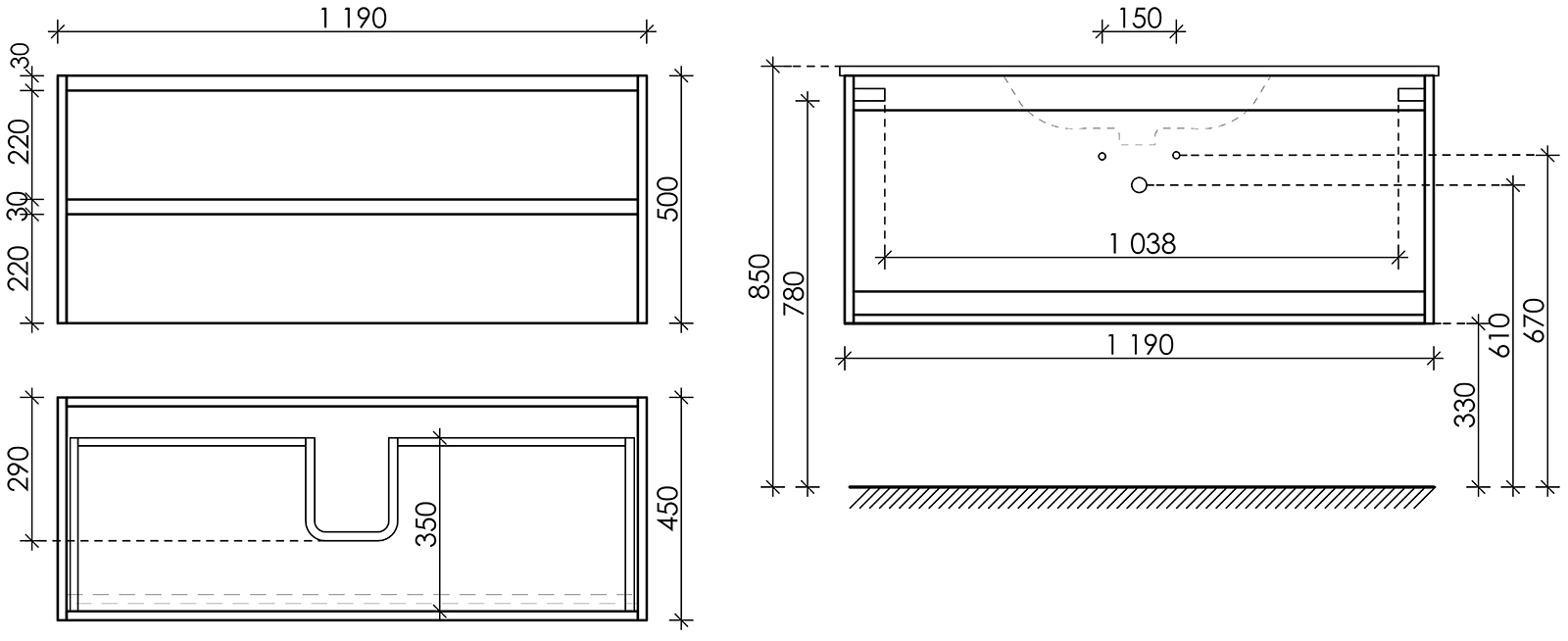 Тумба под раковину Sancos Либра (Libra) LB120-1ECH 120x45x50 дуб чарльстон - фото 6