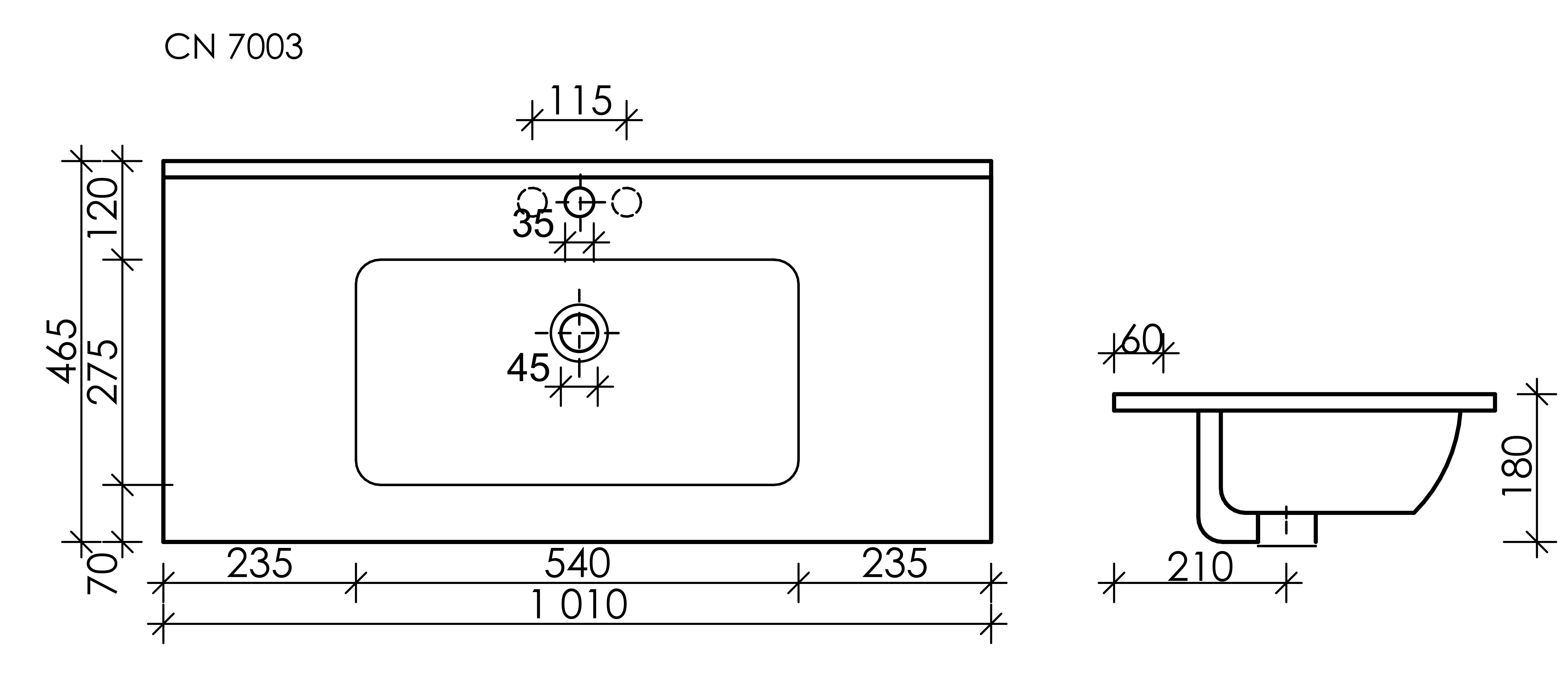 Раковина-столешница Ceramicanova Элемент (Element) CN7003MB 100x47x18 черный матовый