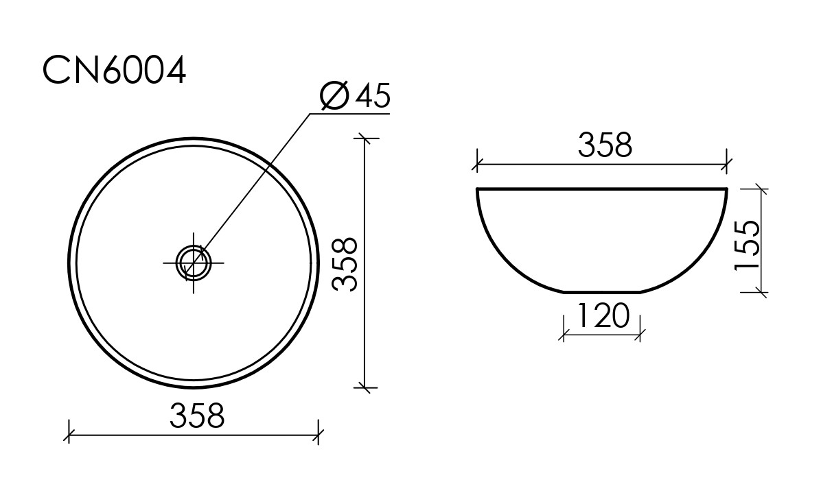 Умывальник чаша накладная круглая (цвет Черный Матовый) Element 358x358x155мм - фото 10