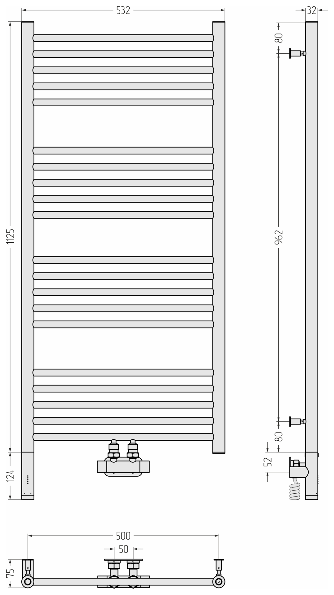 Комбинированные ПС Сунержа DESIGN КДР БОГЕМА EU50+3.0 прямая 1200х500 (Без покрытия)