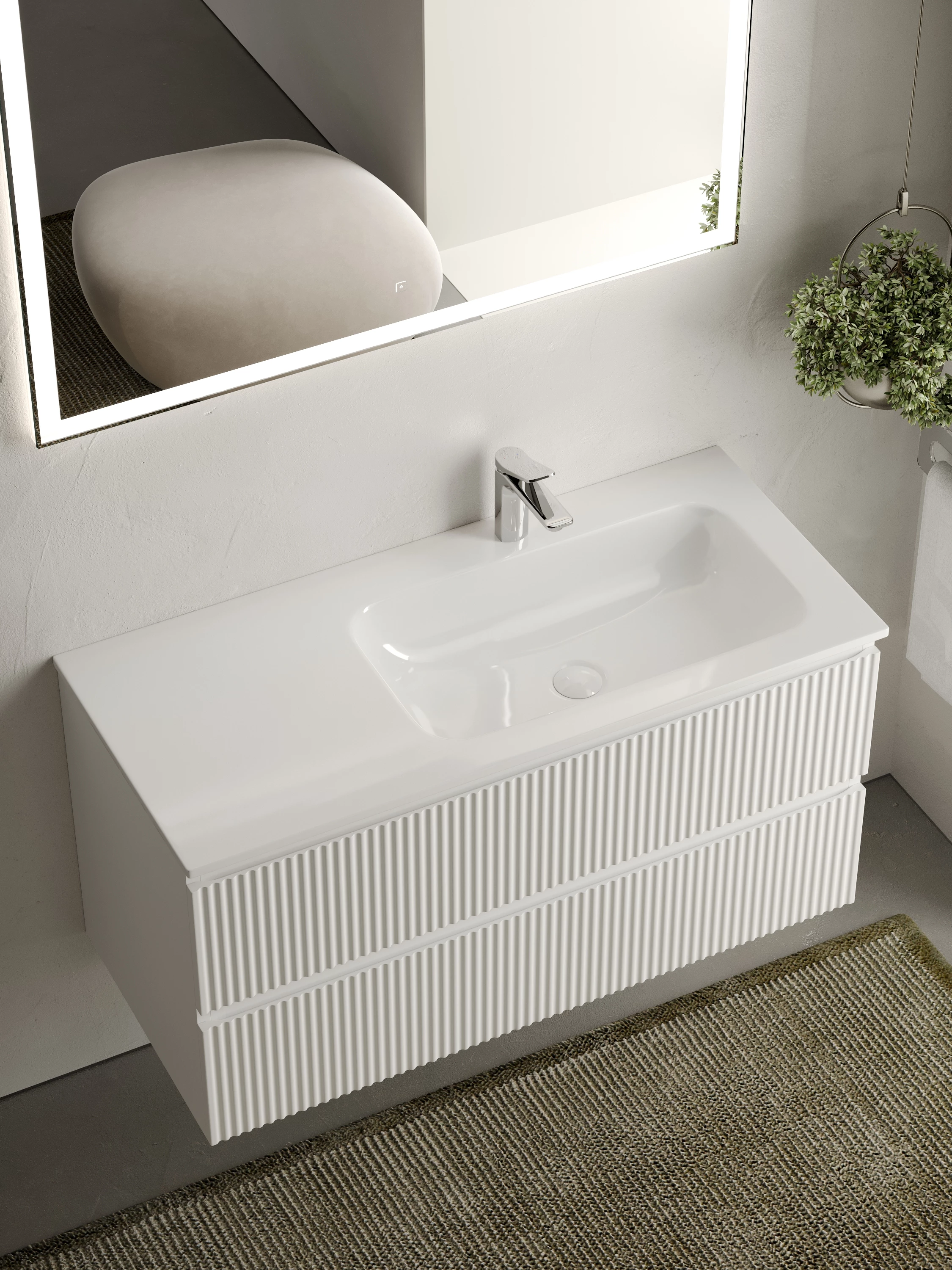 Тумба под раковину Sancos Сноб Р (Snob R) SNR100RW 100x45x50 белый матовый (bianco) - фото 5