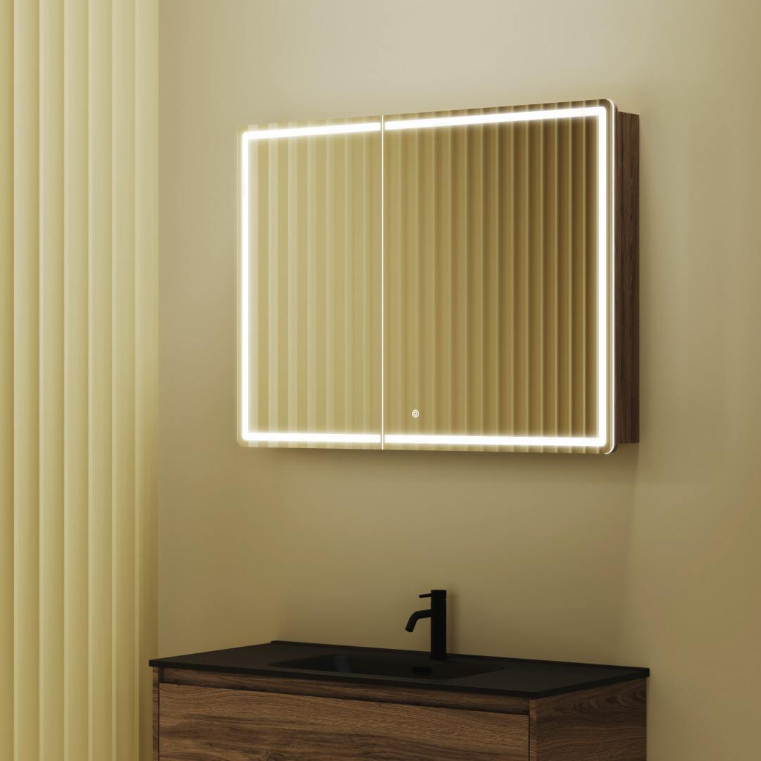 Зеркальный шкаф Sancos Блик (Mirror) MI100ECH 100x75 с подсветкой, дуб чарльстон