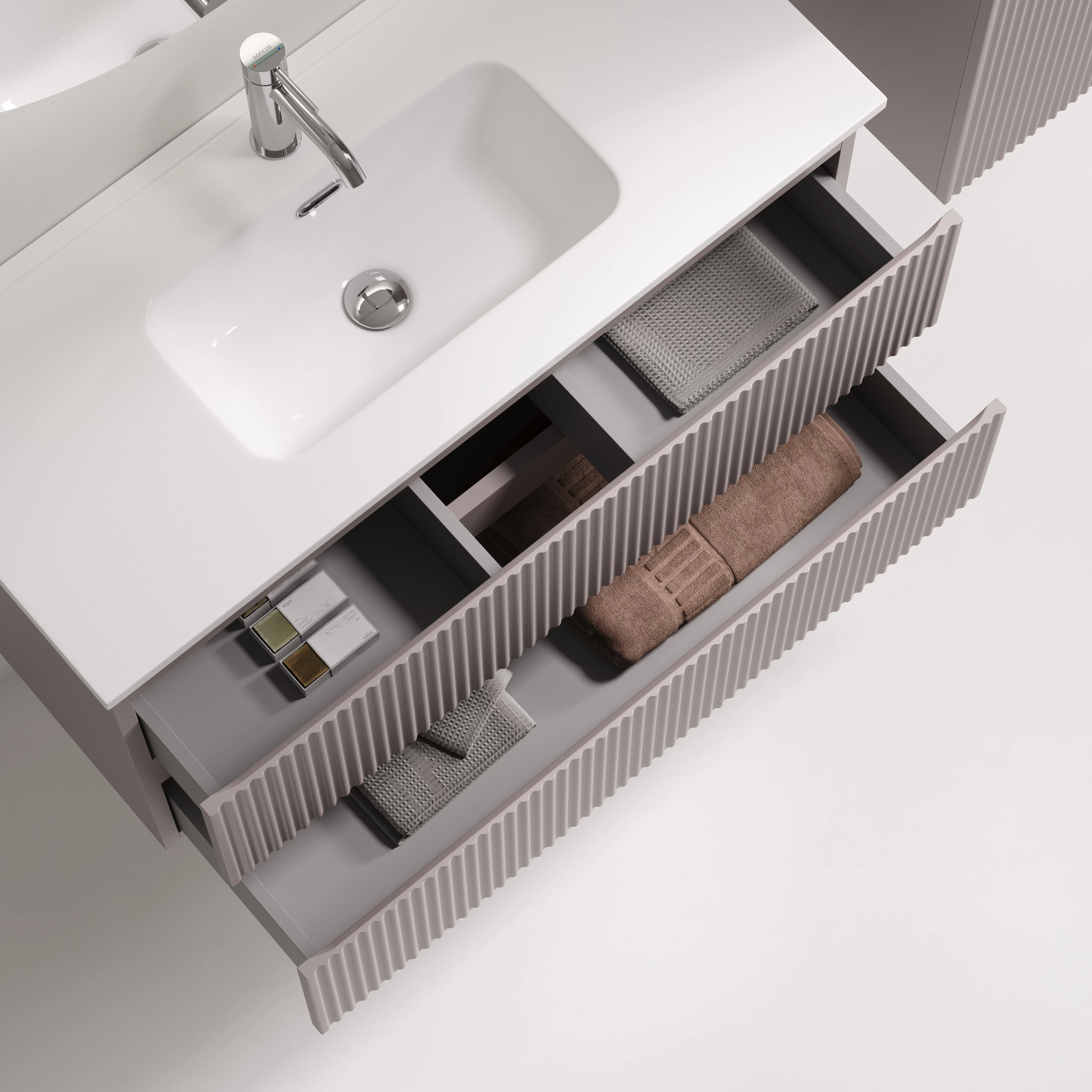 Тумба под раковину Sancos Сноб Р 390 (Snob R 390) SNR90/39SM 90x40x50 пыльная роза (doha soft)