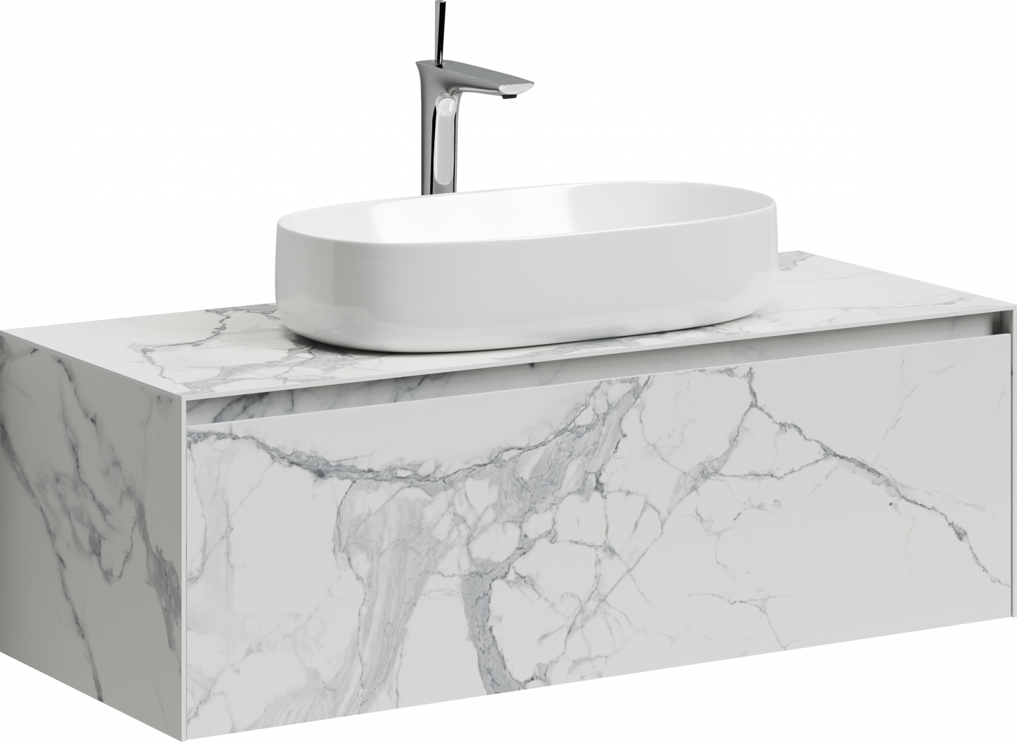 Тумба под раковину Sancos Мрамор (Stone) ST120SV 120x50x40 белый