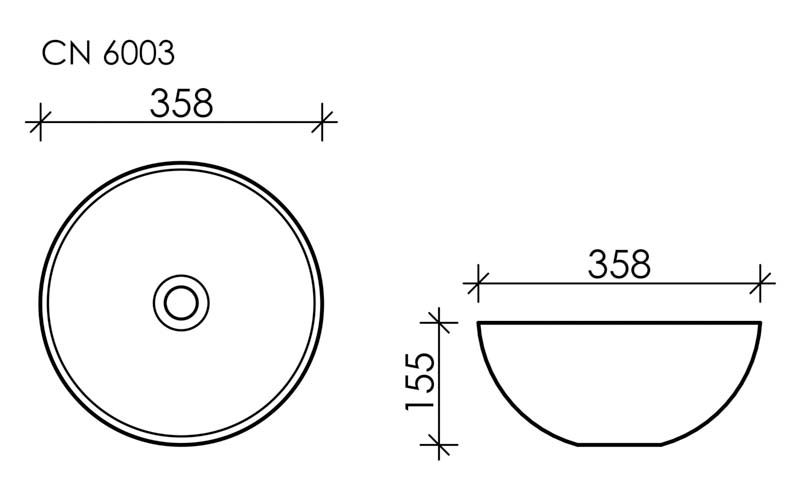 Умывальник чаша накладная круглая (цвет Белый Матовый) Element 358x358x155мм - фото 7