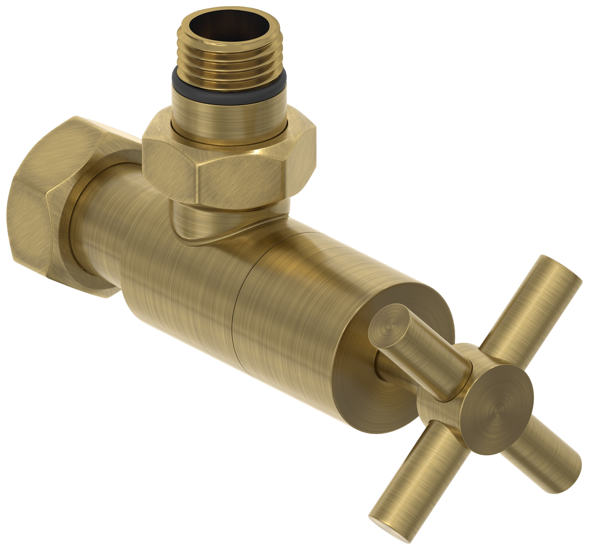 Комплектующие Сунержа DESIGN Вентиль угловой (крест) G 1/2" НР х G 3/4" НГ (Состаренная латунь)