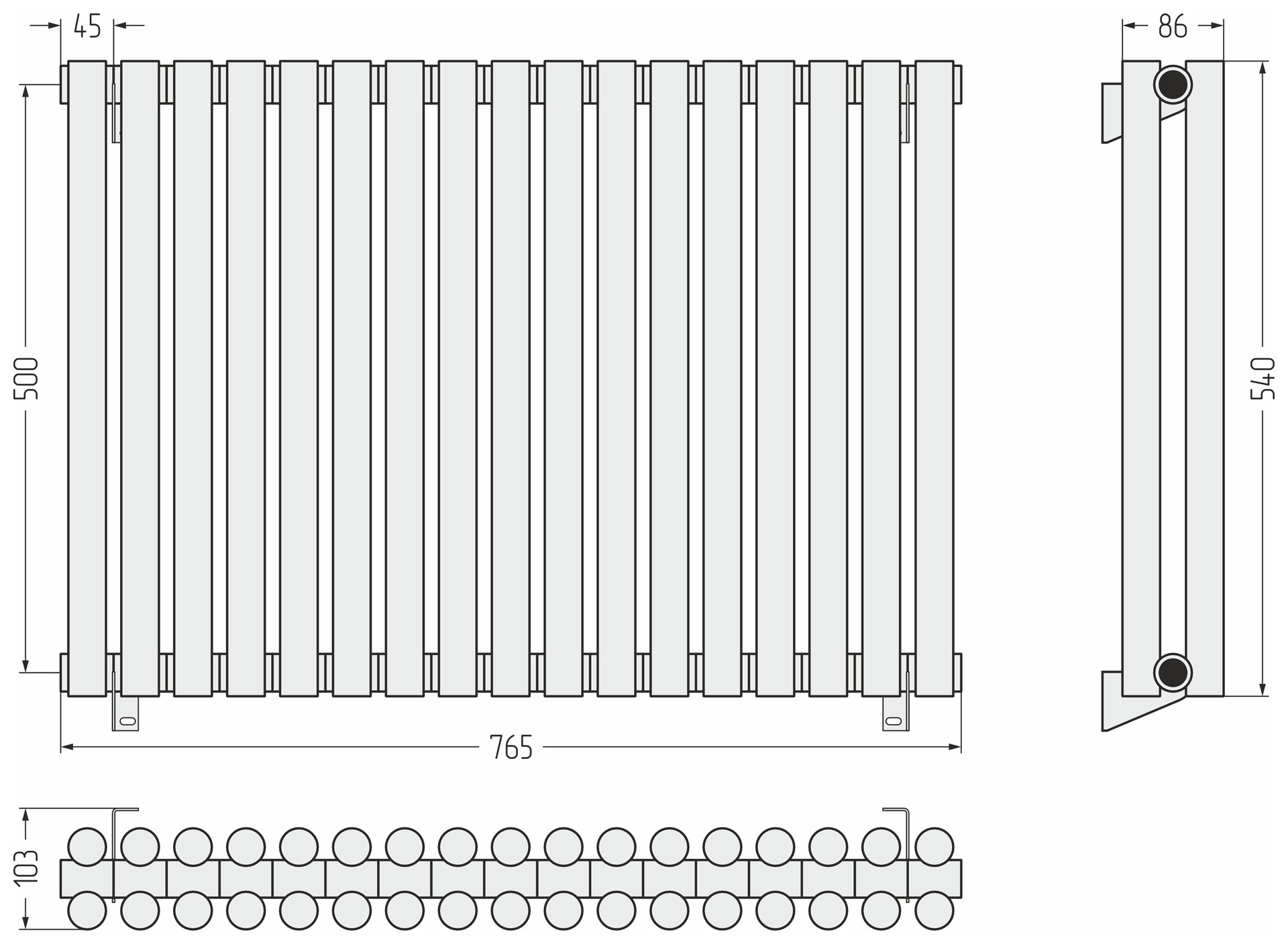 Радиаторы Сунержа DESIGN ДР ЭСТЕТ-11 н/ж 500х765 / 17 сек (Шампань)