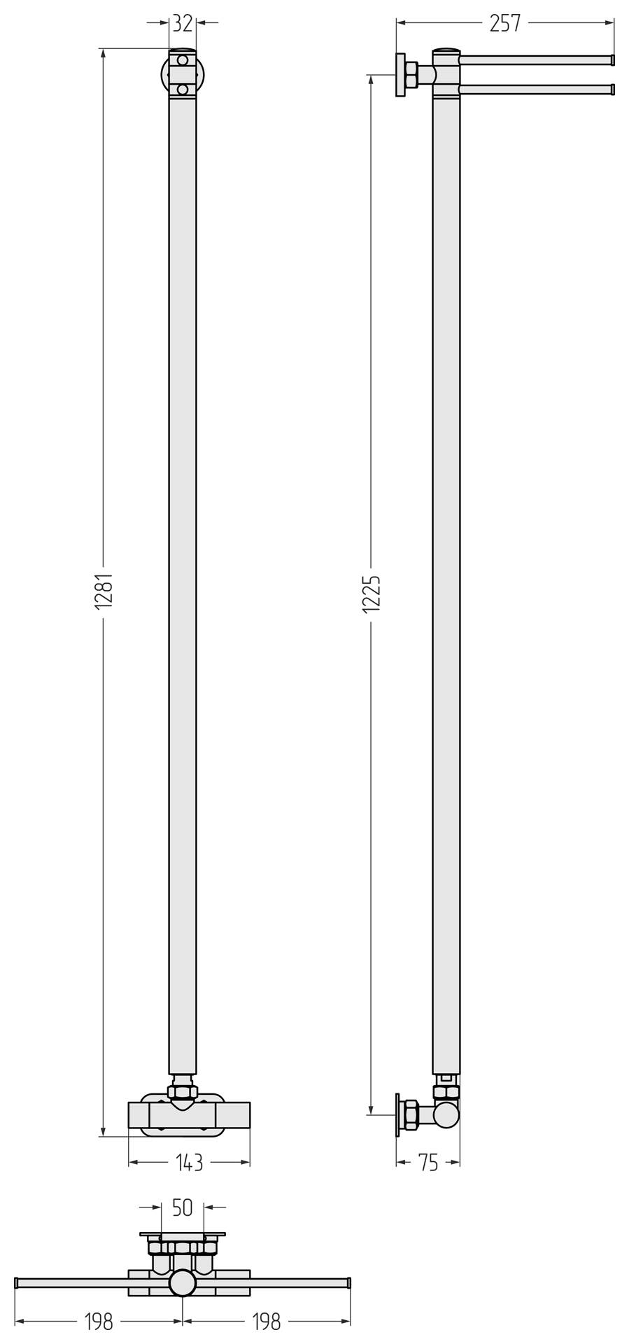 Водяные полотенцесушители Сунержа DESIGN ДР "ЛАЙК EU50" 1200х50 (Без покрытия)
