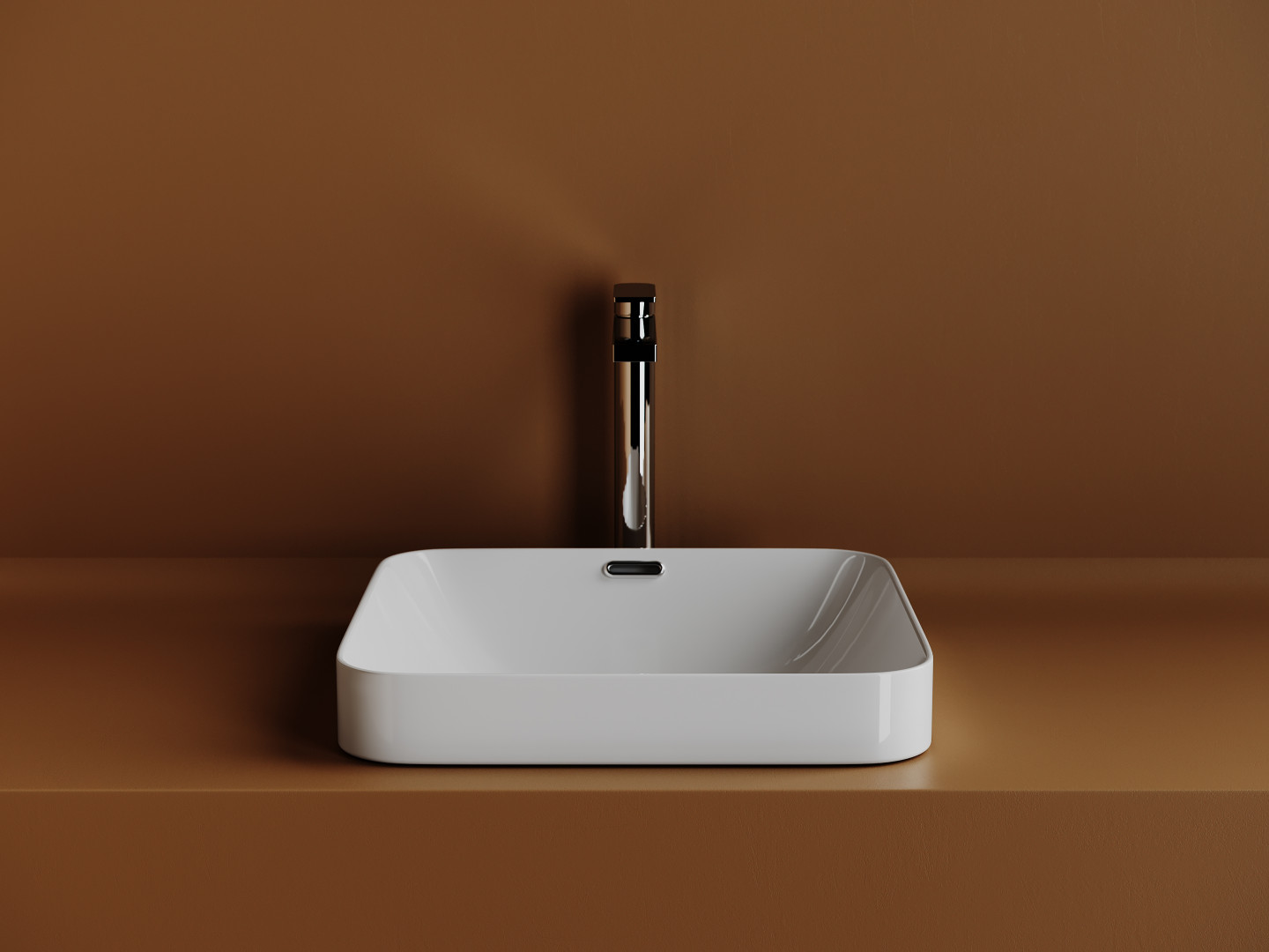 Раковина встраиваемая сверху CERAMICANOVA Element с отверстием слива - перелива  квадратной формы 438x438x172 мм  цвет белый  арт. CN6077