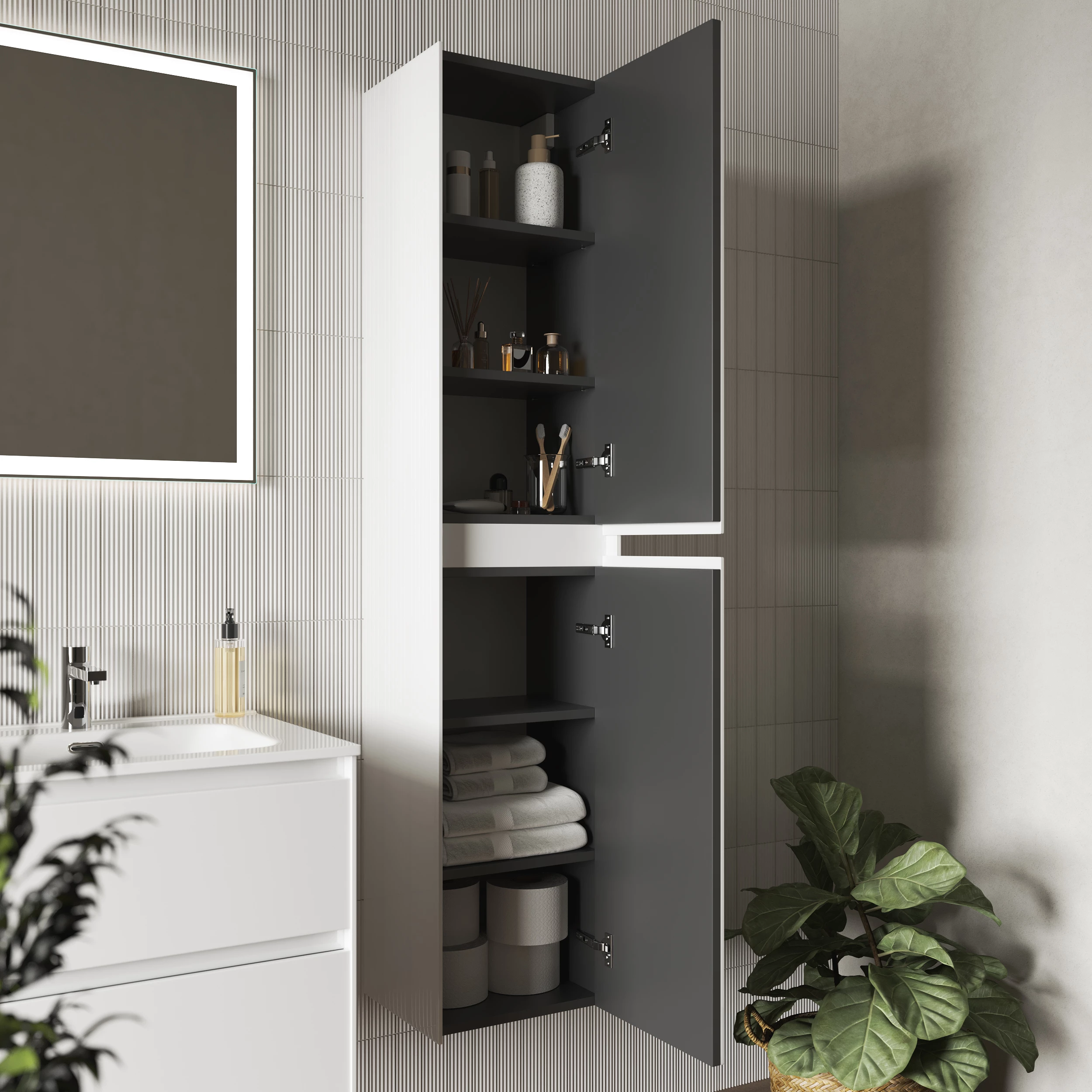 Шкаф-пенал Sancos Сто (Cento) PCN35W 35x30x160 белый глянцевый